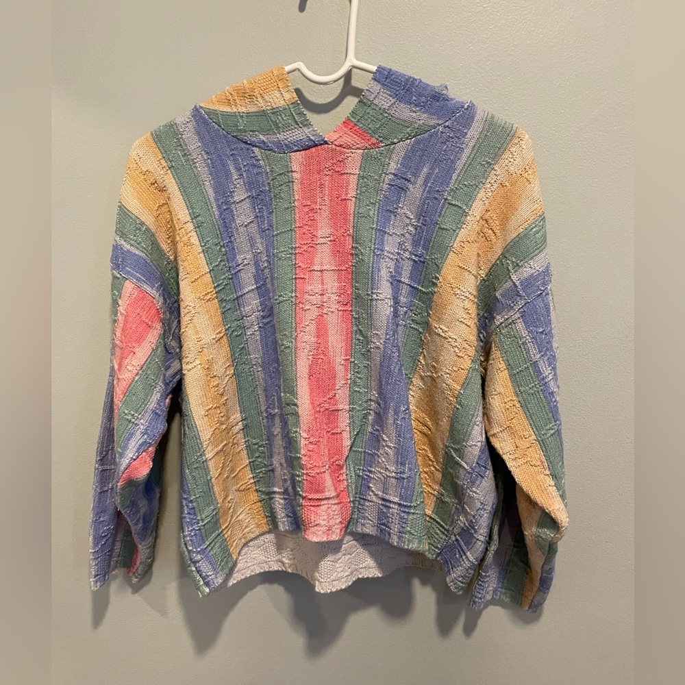 Objects D’art Vintage Womens Knit Multicolor Sweater Hoodie Size Medium